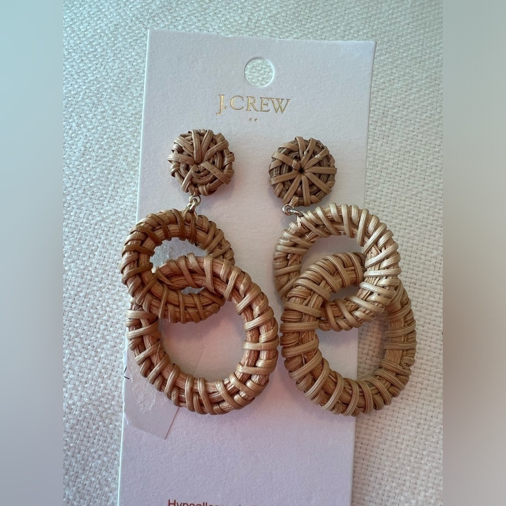 NWT J.Crew Interlocking Rattan Hoop Earrings - Picture 7 of 9